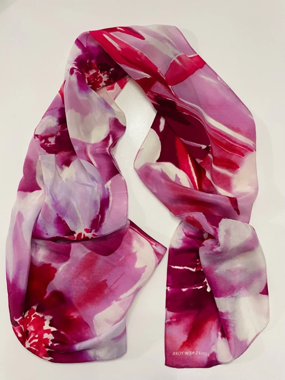 Jones New York Pink Coquette Silk Floral Flowy Women's Scarf Fairy Quiet Luxury